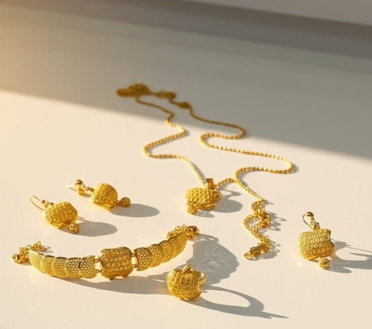 Apple Charm Gold Jewelry Set