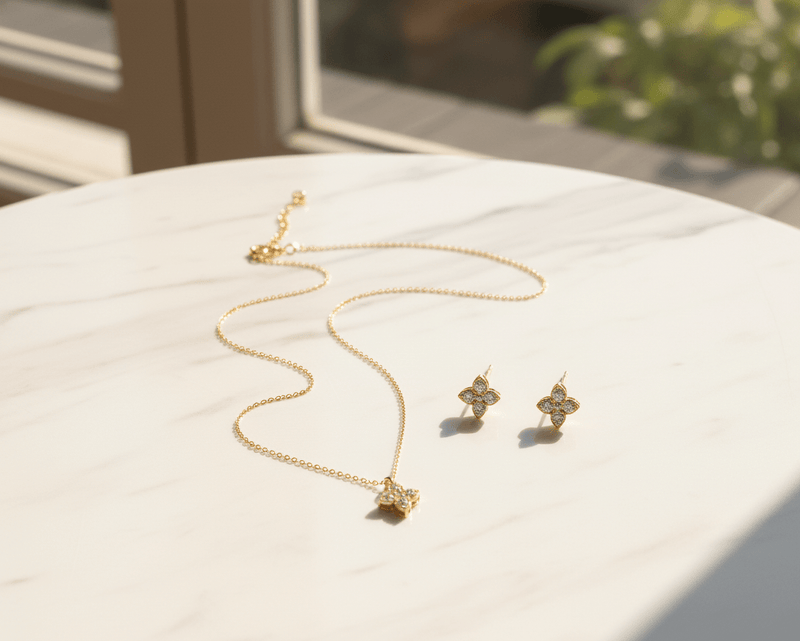 Blossom Petal Crystal Jewelry Set