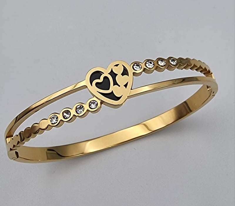Crystal Heart Dual-Band Bangle