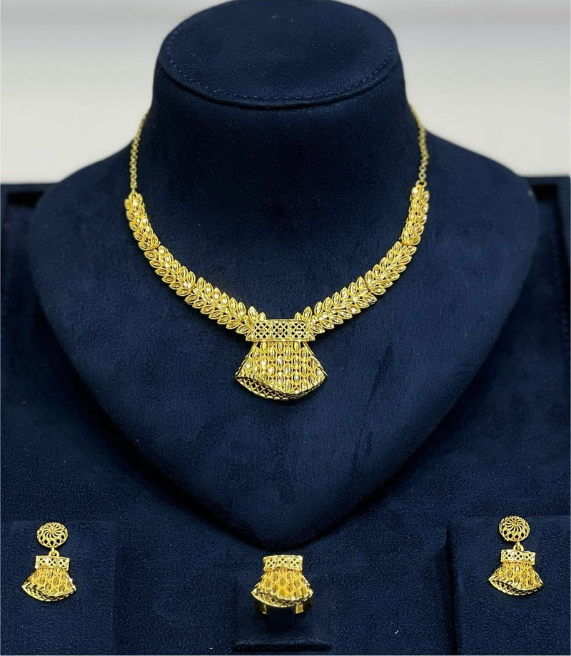 Luxe Royal Leaf Gold Jewelry Set