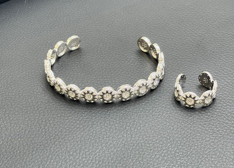 Sparkle Sunburst Cuff Bracelet & Ring Set