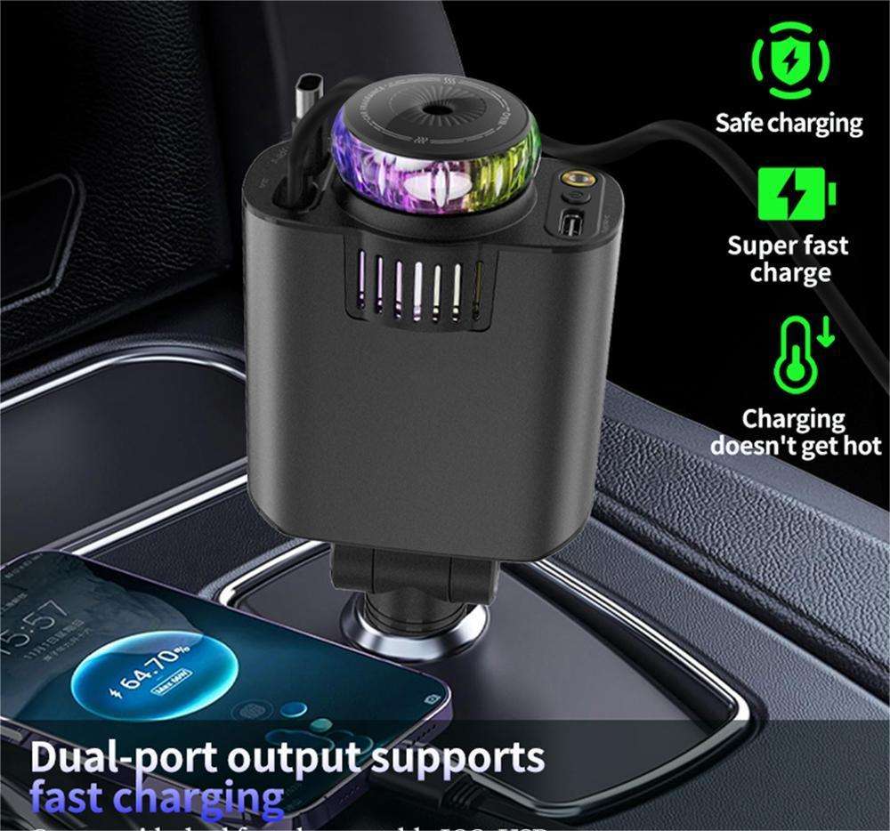 5-in-1 Starlight Car Charger projecting light inside a car