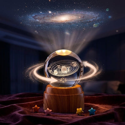 Crystal Ball Night Light glowing on a nightstand