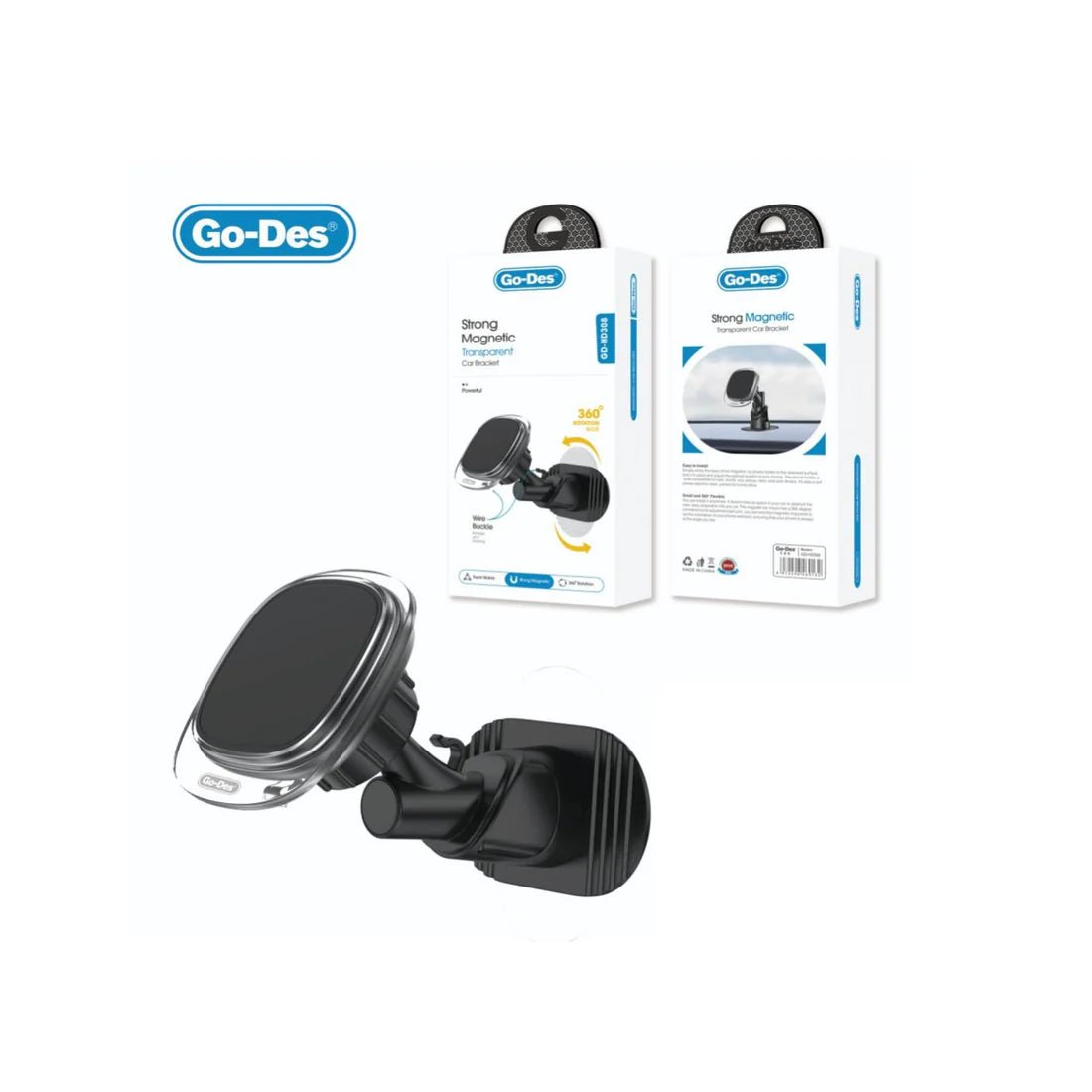 Go-Des Metal Hook Magnetic Air Vent Holder mounted on car vent with phone attached