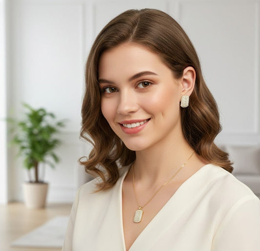 Rectangular Micro-Pave Crystal Jewelry Set