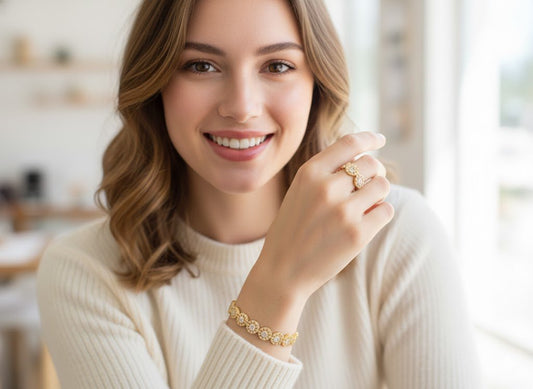 Sparkle Sunburst Cuff Bracelet & Ring Set