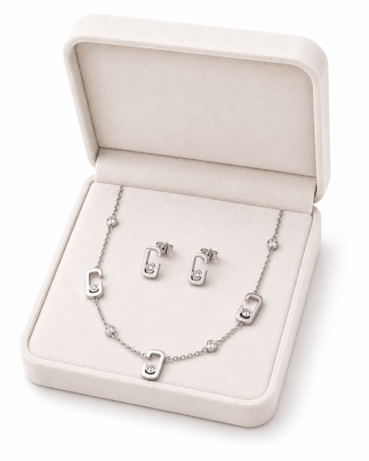 Silver Geometric Jewelry Set