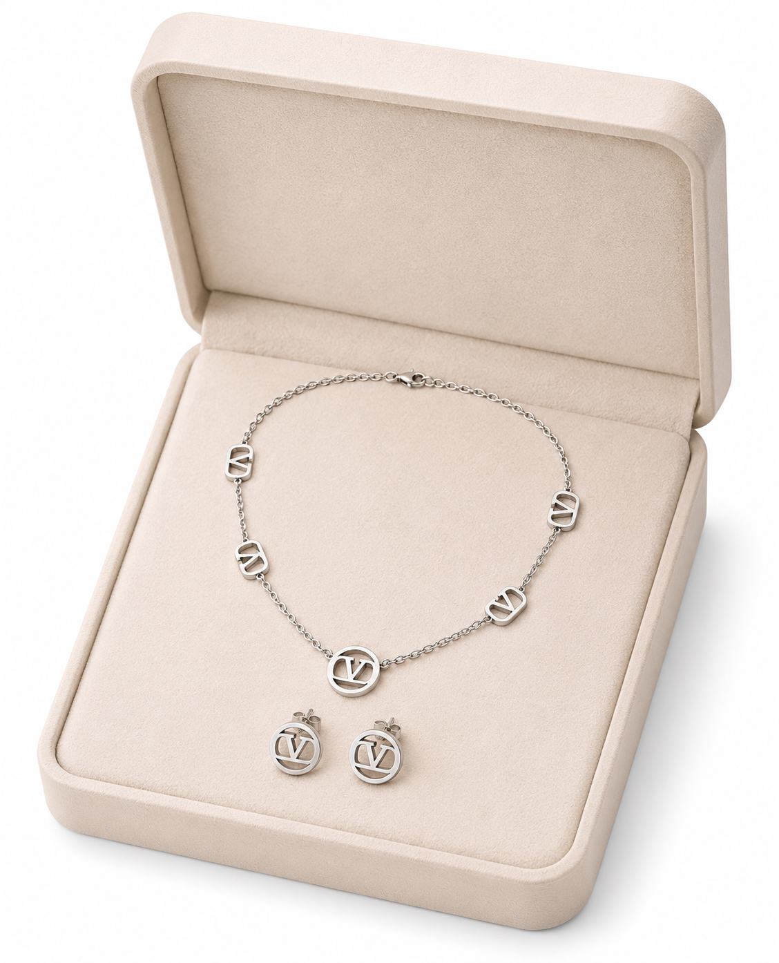 Woman Elegant Silver Jewelry Set