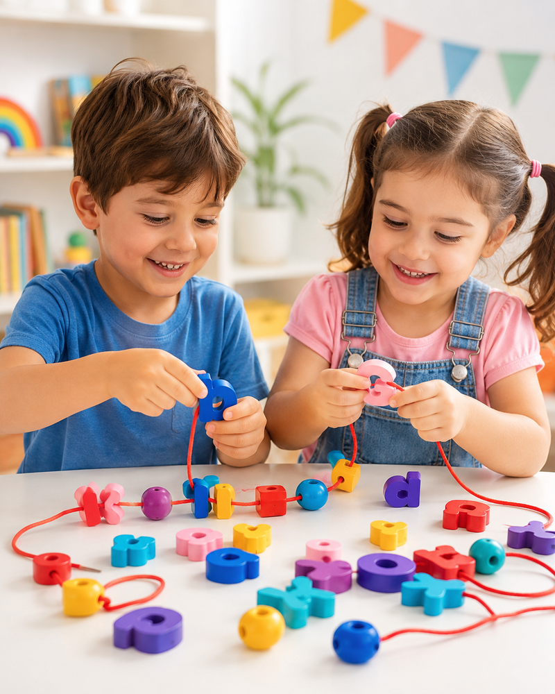 Wooden Alphabet Lacing Toy