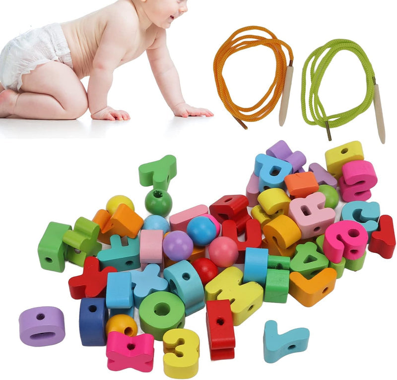 Wooden Alphabet Lacing Toy