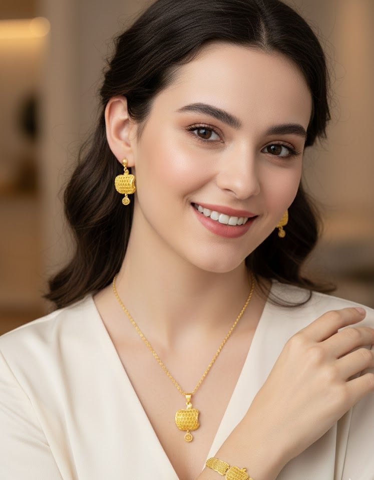 Apple Charm Gold Jewelry Set