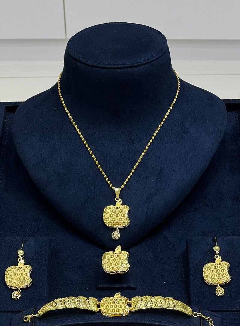 Apple Charm Gold Jewelry Set