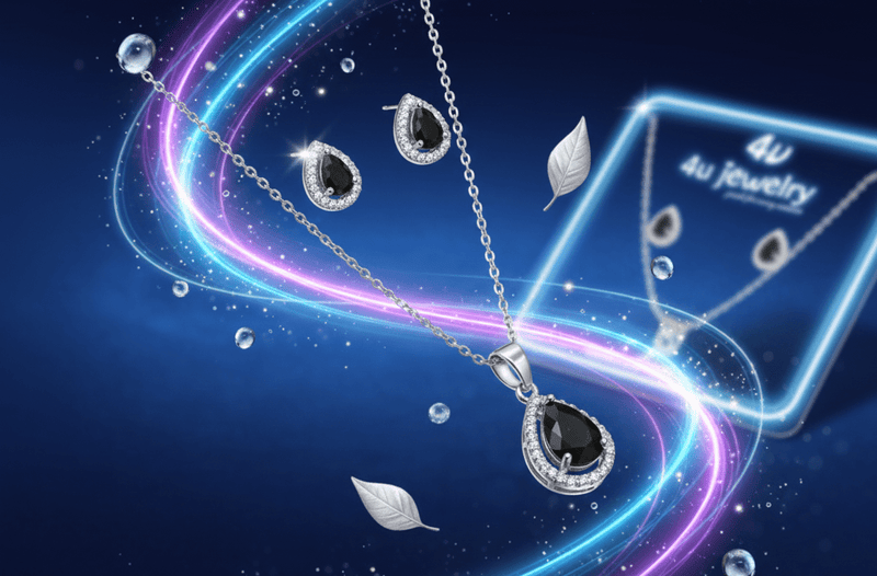 Black Teardrop Cubic Zirconia Set