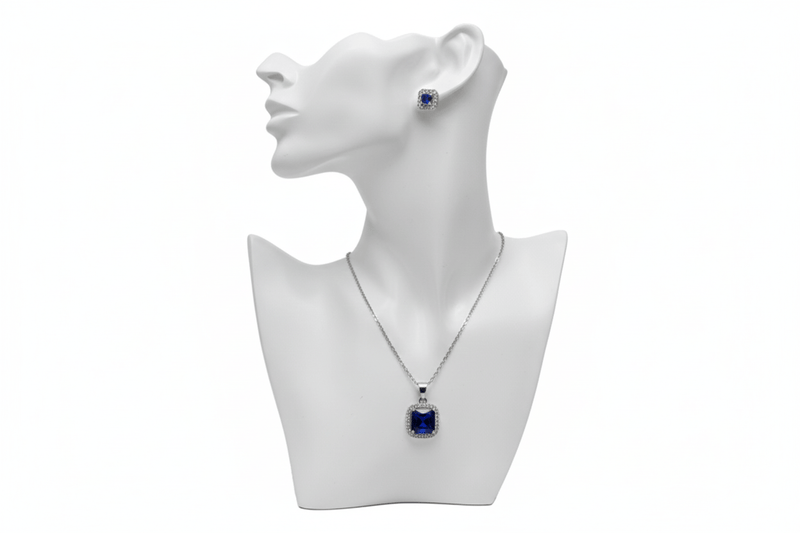 Blue Square Cubic Zirconia Set