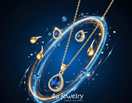 Blue Teardrop Cubic Zirconia Set