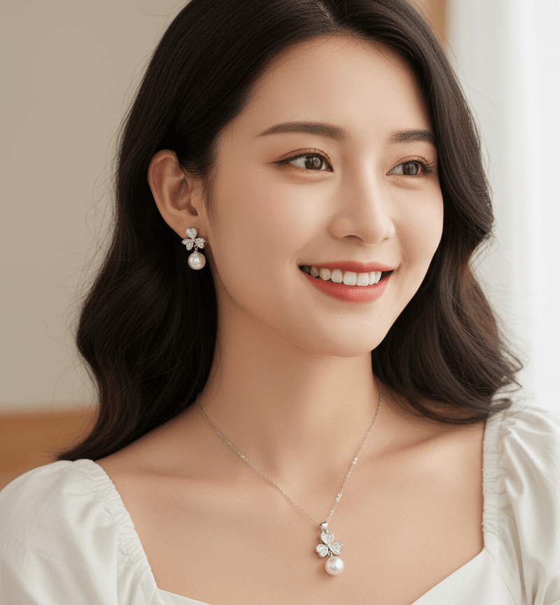 Butterfly Pearl Charm Jewelry Set