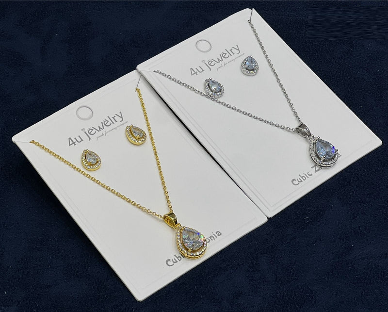 Clear Teardrop Cubic Zirconia Set