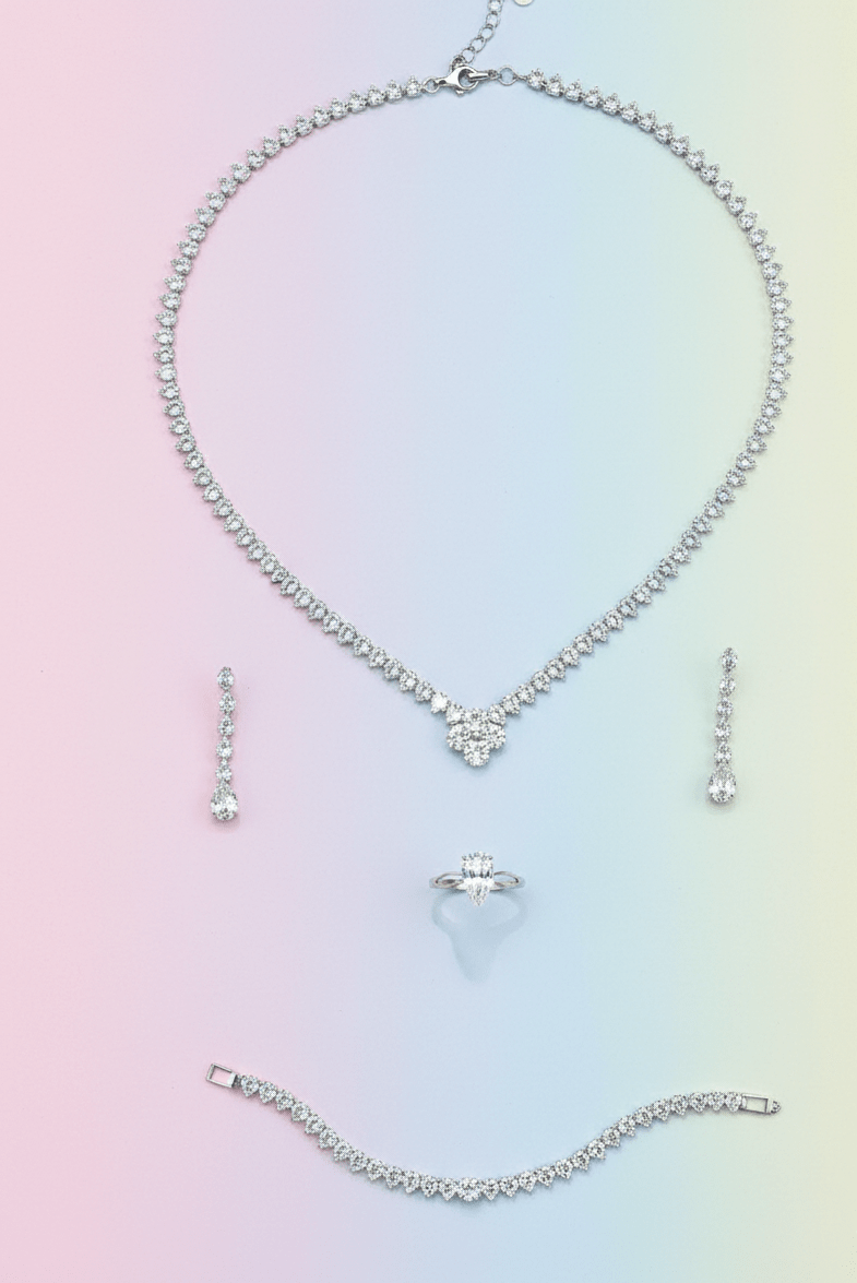 Clover Crystal Pendant Jewelry Set
