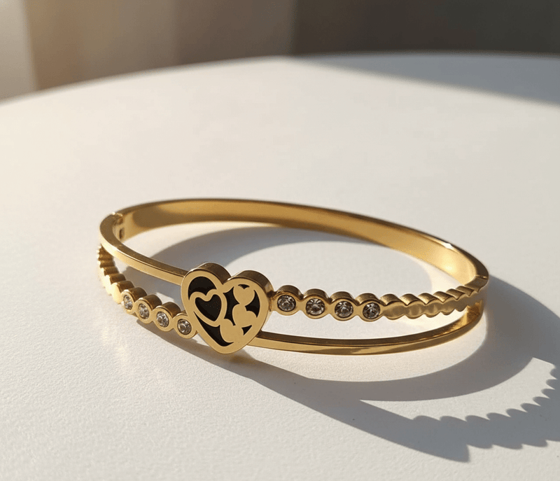 Crystal Heart Dual-Band Bangle
