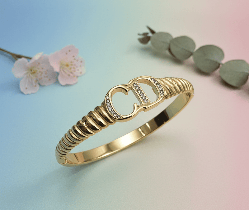 Crystal Initial Hinged Bangle