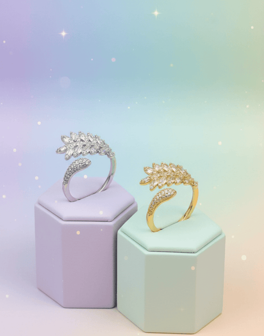 Crystal Leaf Ring