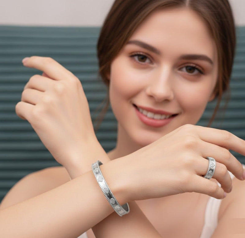Designer CD-Inspired Chain Link Bangle & Ring Set