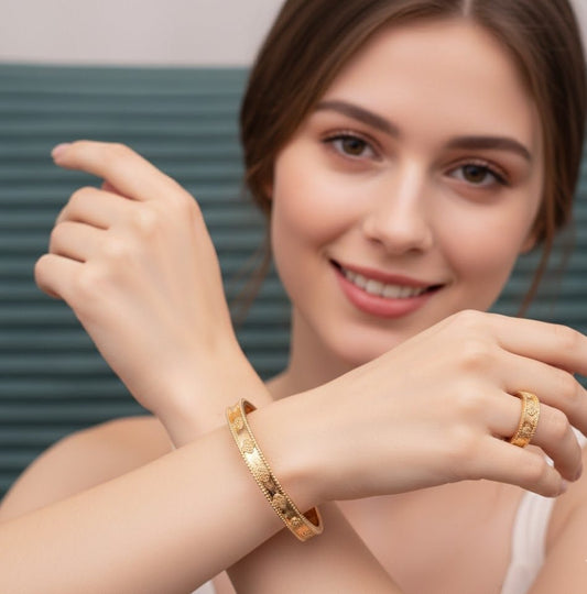 Designer CD-Inspired Chain Link Bangle & Ring Set