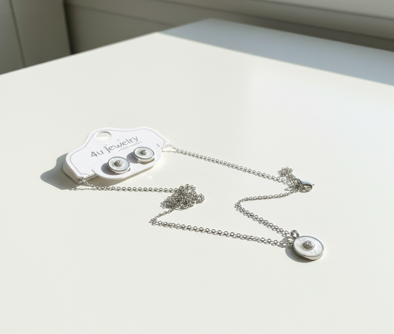 Crystal Donut Circle Pendant & Stud Set