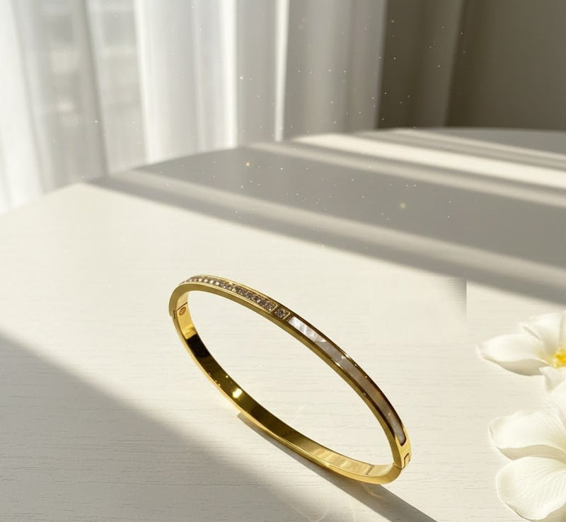 Elegant Slim Crystal-Line Bangle