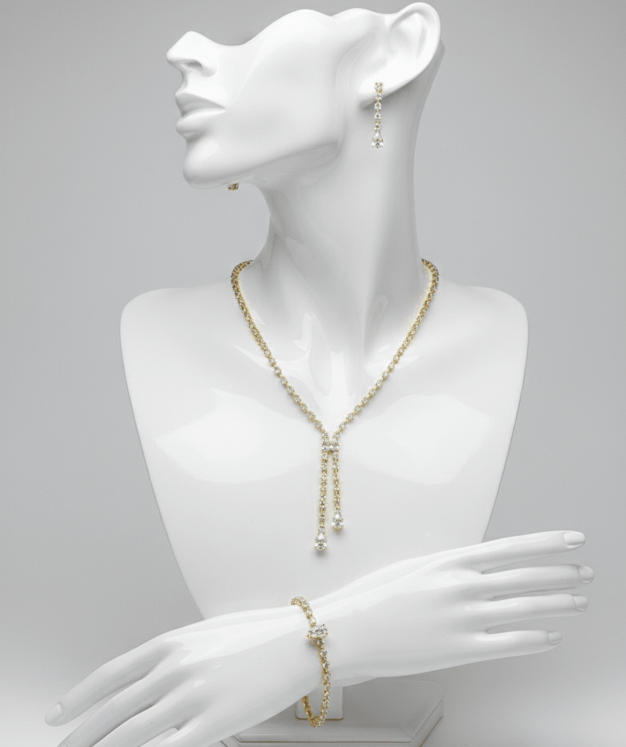 Elegant Teardrop Crystal Jewelry Set