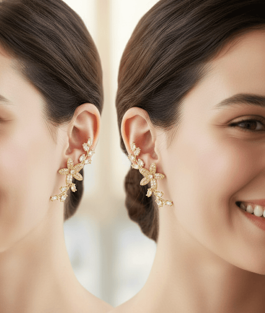 Floral Crystal Vine Earrings