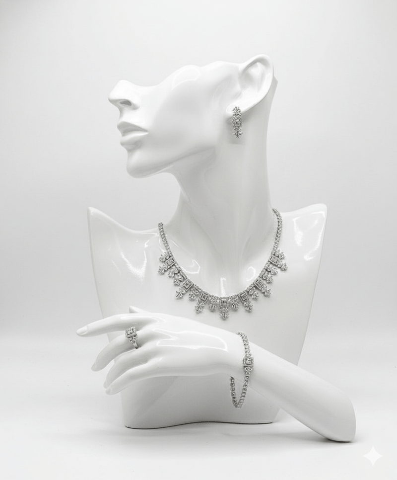Floral Square Crystal Jewelry Set