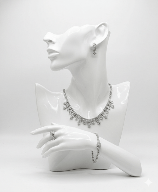 Floral Square Crystal Jewelry Set