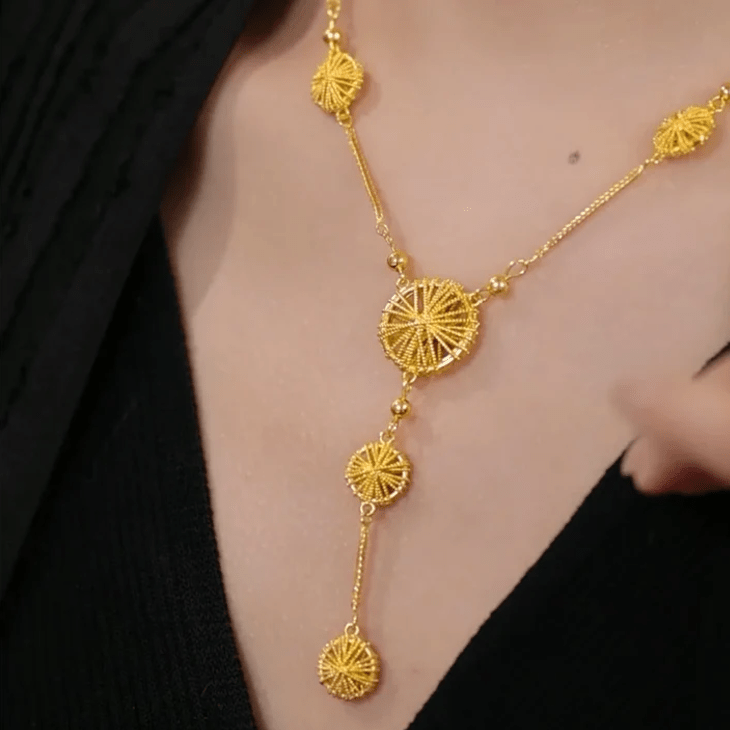 Gold Circle Tassel Necklace