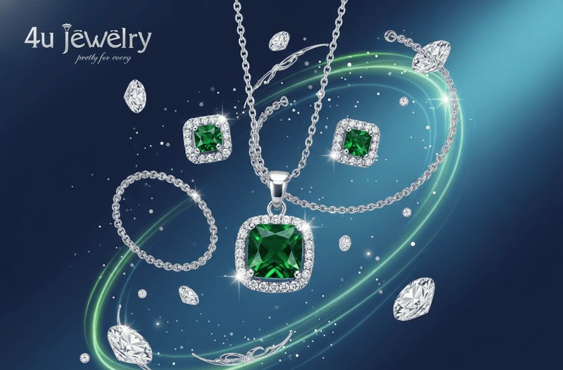 Green Square Cubic Zirconia Set