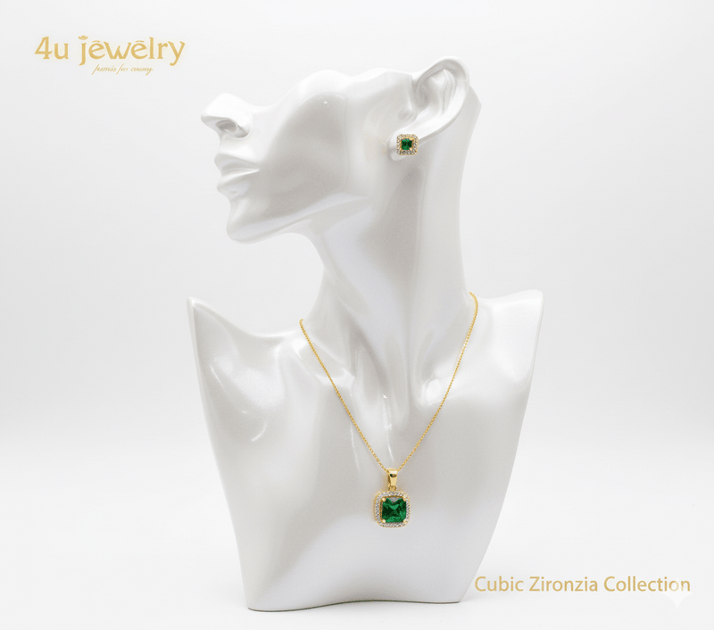 Green Square Cubic Zirconia Set