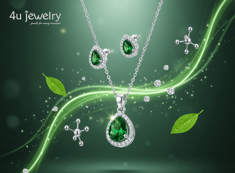 Green Teardrop Cubic Zirconia Set