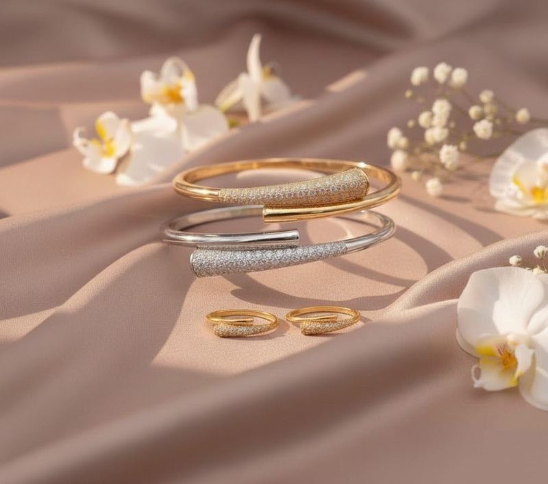 Linked Chain Luxury Bangle & Ring Set