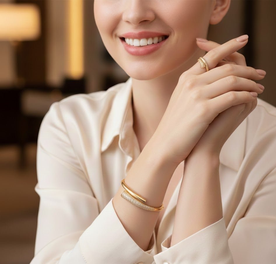 Linked Chain Luxury Bangle & Ring Set