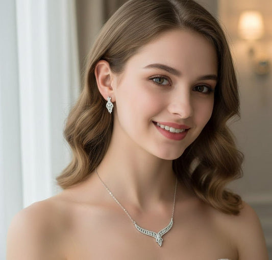 Luna Grace Silver Necklace Set