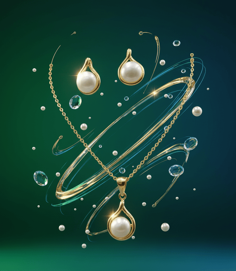 Pearl Drop Gold Pendant Set