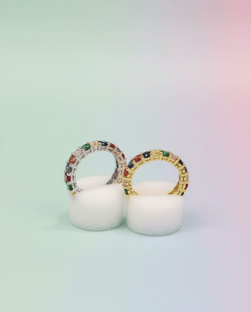 Rainbow Crystal Eternity Ring
