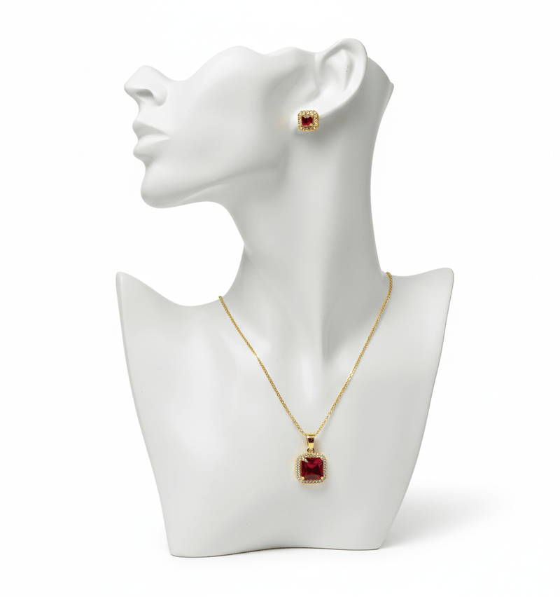 Red Square Cubic Zirconia Set