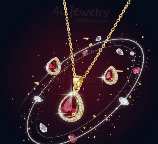 Red Teardrop Cubic Zirconia Set