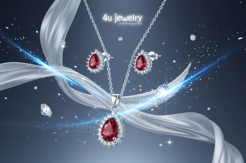 Red Teardrop Cubic Zirconia Set