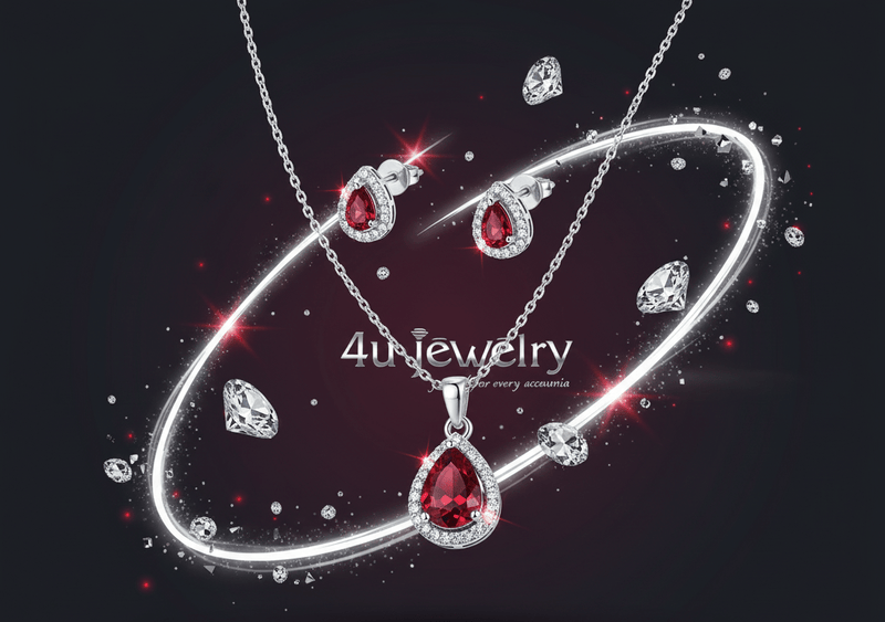 Red Teardrop Cubic Zirconia Set