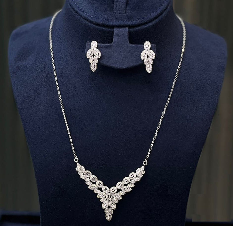 Royal Bloom CZ Necklace & Earrings Set