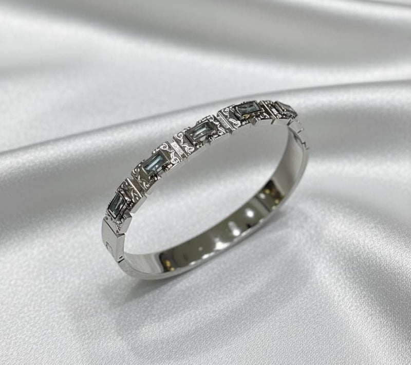 Silver Luxe Gemstone Bangle