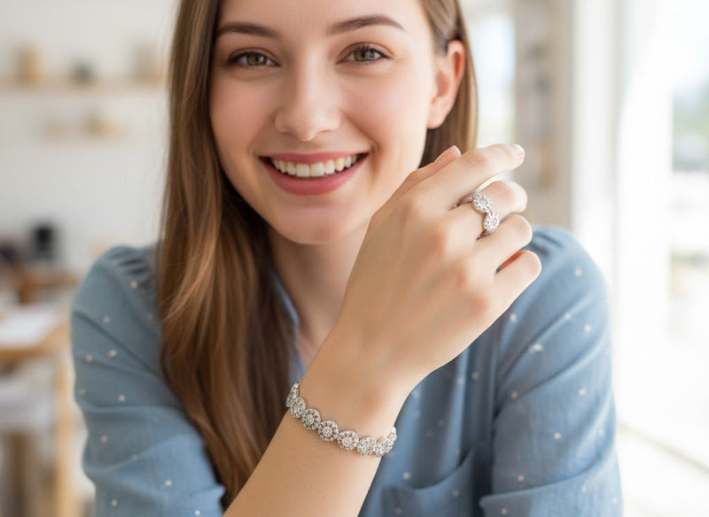 Sparkle Sunburst Cuff Bracelet & Ring Set