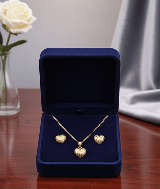 Textured Heart Pendant Set